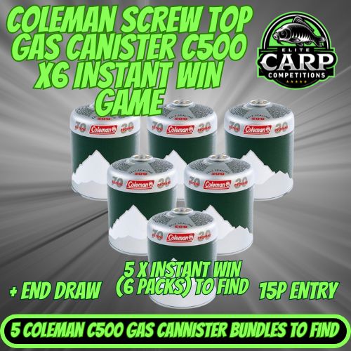 COLEMAN C500 GAS CANISTERS 6 PACK INSTANT WIN GAME + END DRAW