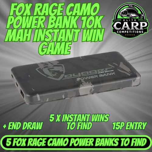 FOX RAGE CAMO POWER BANK INSTANT WIN GAME + END DRAW #2