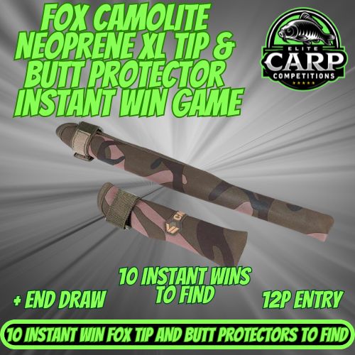 FOX CAMOLITE NEOPRENE XL TIP + BUTT PROTECTOR INSTANT WIN GAME + END DRAW