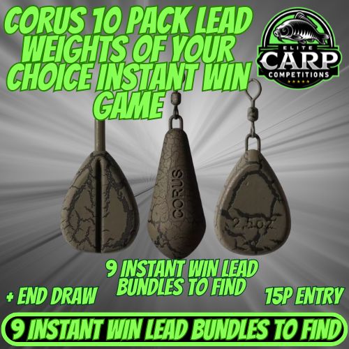 CORUS 10 PACK LEAD WEIGHTS OF YOUR CHOICE INSTANT WIN GAME + END DRAW