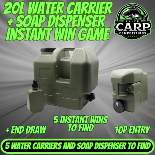 20L WATER CARRIER + SOAP DISPENSER INSTANT WIN GAME + END DRAW
