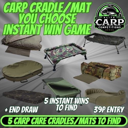 CARP CRADLE MAT YOU CHOOSE INSTANT WIN GAME + END DRAW
