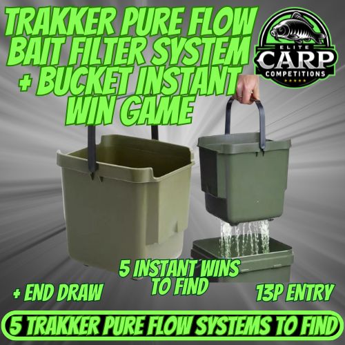 TRAKKER PURE FLOW BAIT FILTER SYSTEM & BUCKET INSTANT WIN GAME + END DRAW