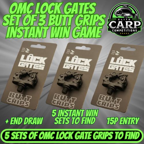 OMC LOCK GATES SET OF 3 BUTT GRIPS INSTANT WIN GAME + END DRAW