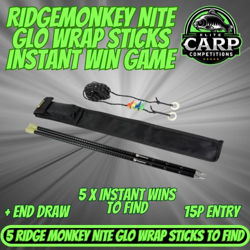 RIDGE MONKEY NITE GLO WRAP STICKS INSTANT WIN GAME + END DRAW