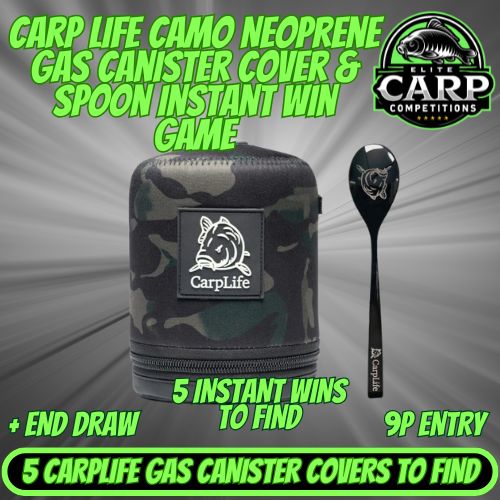 CARPLIFE CAMO GAS CANISTER COVER AND SPOON INSTANT WIN GAME + END DRAW